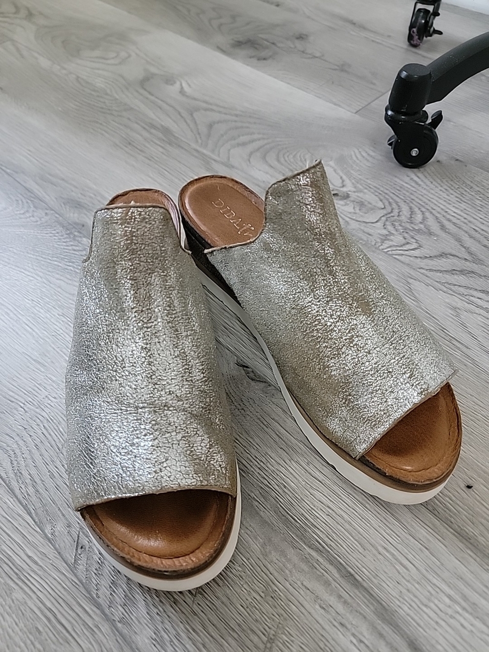 Metallic gold slide Mules by Diba True